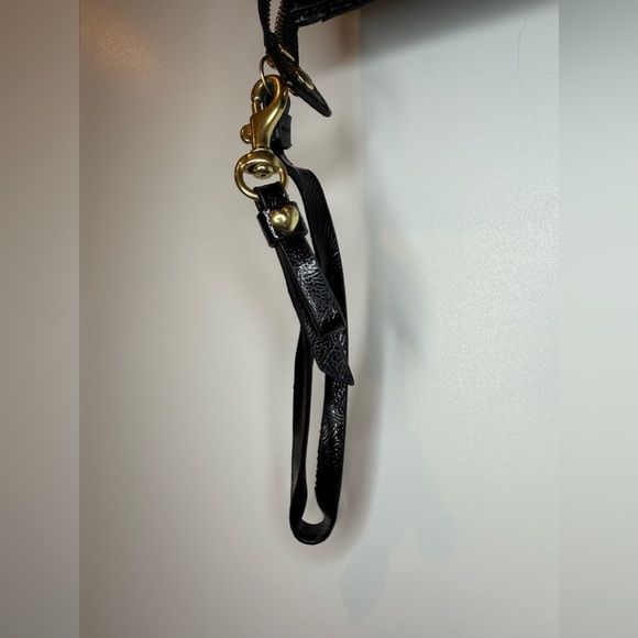 Coach Black Textured Leather Gold Poppy Wallet Wristlet Zip Around Accordion - Picture 6 of 7